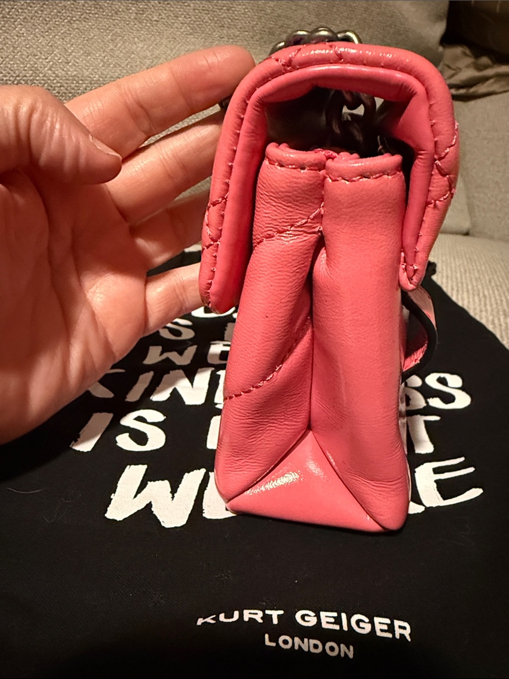 Kurt Geiger Pink Quilted Chain-Handle Bag - Picture 5 of 11